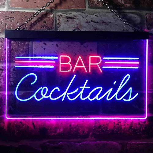 Bar Cocktails Dual LED Neon Light Sign